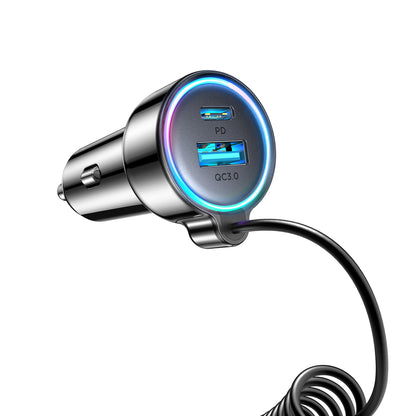 Φορτιστής Αυτοκινήτου με Καλώδιο USB-C Joyroom JR-CL07, 90W, 3A, 1 x USB-A - 1 x USB-C, Μαύρο