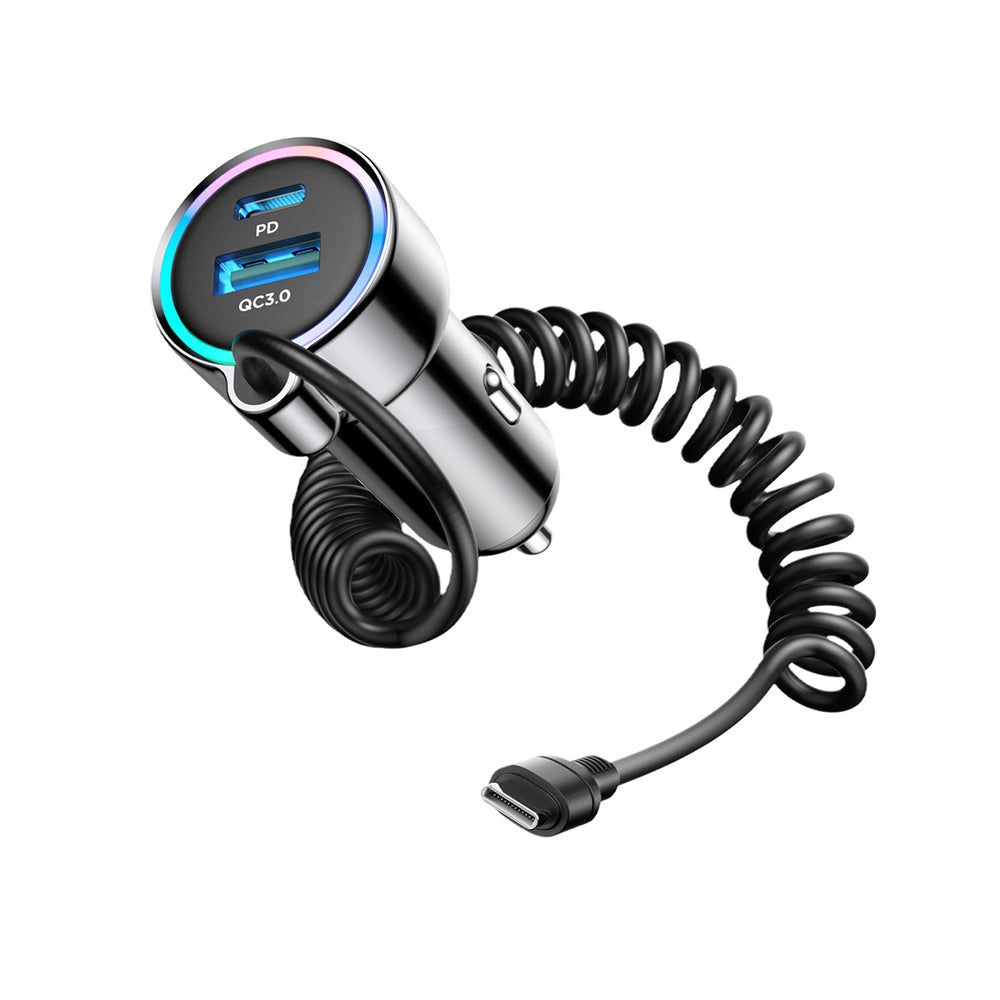 Φορτιστής Αυτοκινήτου με Καλώδιο USB-C Joyroom JR-CL07, 90W, 3A, 1 x USB-A - 1 x USB-C, Μαύρο