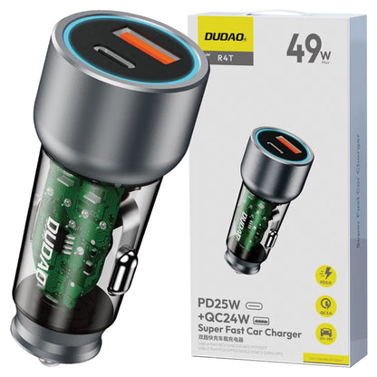 Φορτιστής αυτοκινήτου Dudao R4T, 30W, 3A, 1 x USB-A - 1 x USB-C, γκρι 