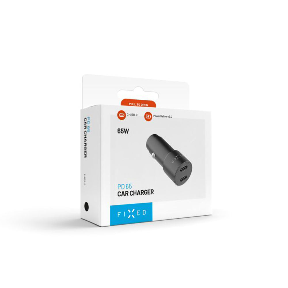Φορτιστής Αυτοκινήτου Fixed, 65W, 3A, 2 x USB-C, Μαύρος