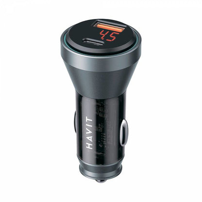 Φορτιστής Αυτοκινήτου HAVIT CC2017, 45W, 3A, 1 x USB-A - 1 x USB-C, Μαύρο Μπλε