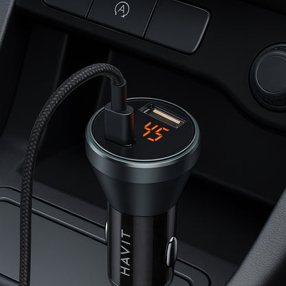 Φορτιστής Αυτοκινήτου HAVIT CC2017, 45W, 3A, 1 x USB-A - 1 x USB-C, Μαύρο Μπλε