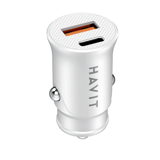 Φορτιστής Αυτοκινήτου HAVIT CC2022, 20W, 3A, 1 x USB-A - 1 x USB-C, Λευκό