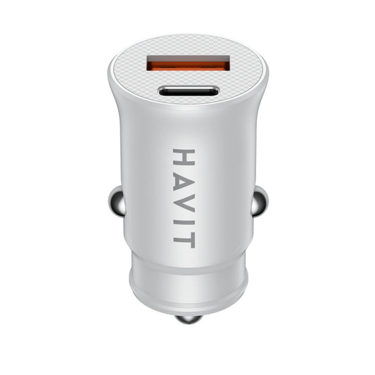 Φορτιστής Αυτοκινήτου HAVIT CC2022, 20W, 3A, 1 x USB-A - 1 x USB-C, Λευκό