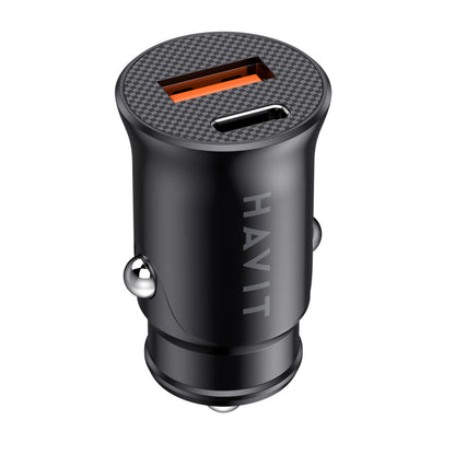 Φορτιστής Αυτοκινήτου HAVIT CC2022, 20W, 3A, 1 x USB-A - 1 x USB-C, Μαύρο