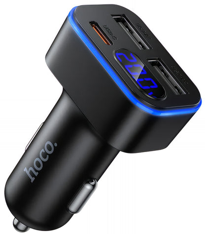 HOCO Z63A Display Car Charger, 42W, 3A, 1 x USB-C - 2 x USB-A, Black