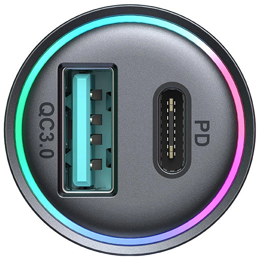 Φορτιστής Αυτοκινήτου Joyroom JR-CCN04, 60W, 3A, 1 x USB-A - 1 x USB-C, Μαύρο