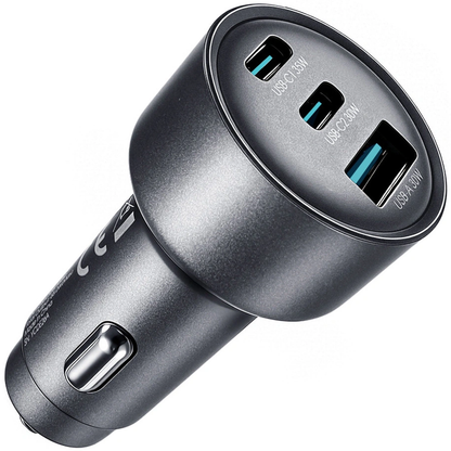 Joyroom JR-CCN19 Car Charger, 65W, 1 x USB-A - 2 x USB-C, Gray