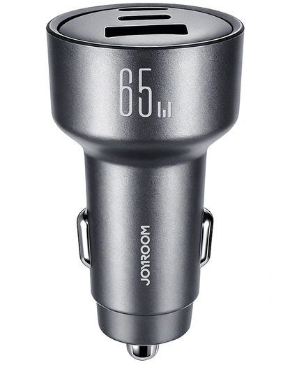 Joyroom JR-CCN19 Car Charger, 65W, 1 x USB-A - 2 x USB-C, Gray