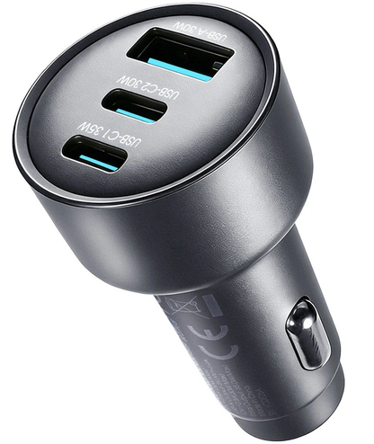 Joyroom JR-CCN19 Car Charger, 65W, 1 x USB-A - 2 x USB-C, Gray