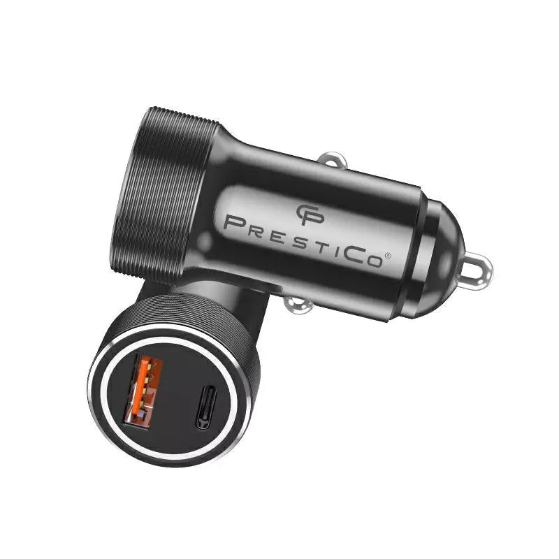 Φορτιστής Αυτοκινήτου Prestico K2A, 20W, 3A, 1 x USB-A - 1 x USB-C, Μαύρο
