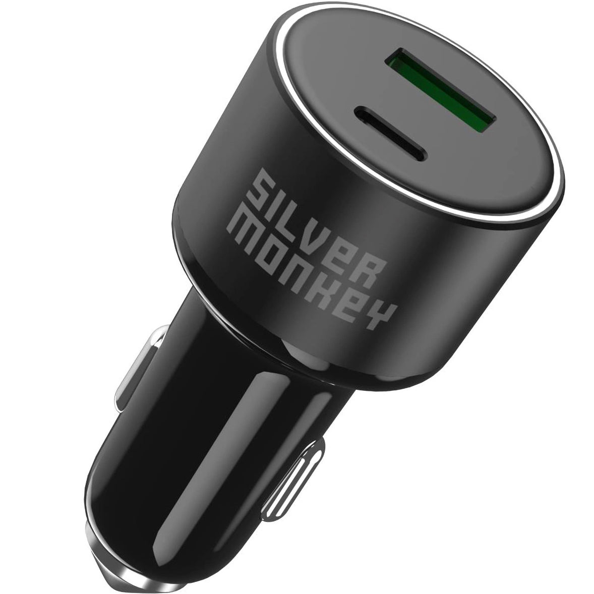 Φορτιστής αυτοκινήτου Silver Monkey SMA014, 100W, 3A, 1 x USB-A - 1 x USB-C, Μαύρο 