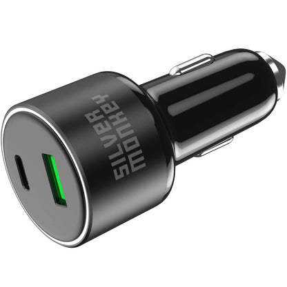 Φορτιστής αυτοκινήτου Silver Monkey SMA014, 100W, 3A, 1 x USB-A - 1 x USB-C, Μαύρο 