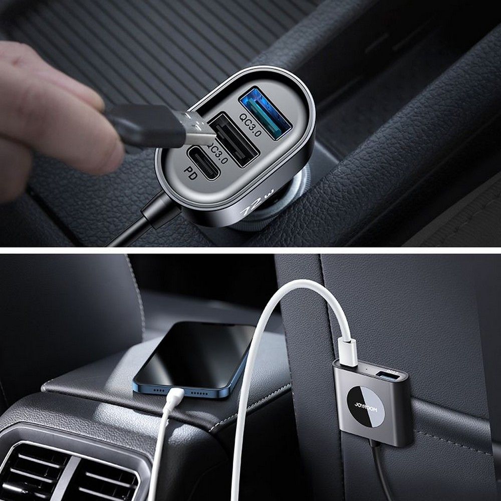 Φορτιστής Αυτοκινήτου Joyroom JR-CL05, 72W, 3A, 2 x USB-C - 3 x USB-A, Μαύρο