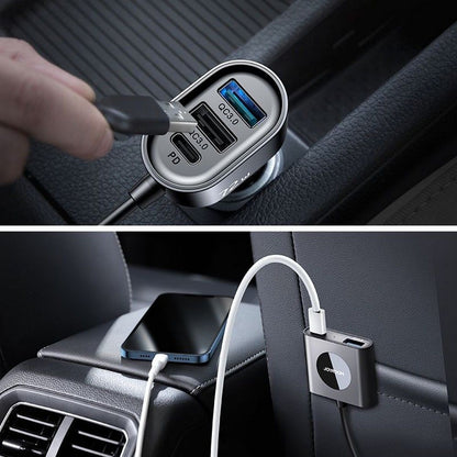Joyroom JR-CL05 Car Charger, 72W, 3A, 2 x USB-C - 3 x USB-A, Black