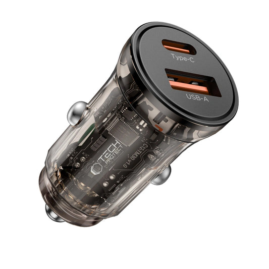 Φορτιστής Αυτοκινήτου Tech-Protect CC01, 45W, 5A, 1 x USB-A - 1 x USB-C, Μαύρο