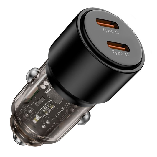 Φορτιστής Αυτοκινήτου Tech-Protect CC03, 100W, 3.25A, 2 x USB-C, Μαύρο