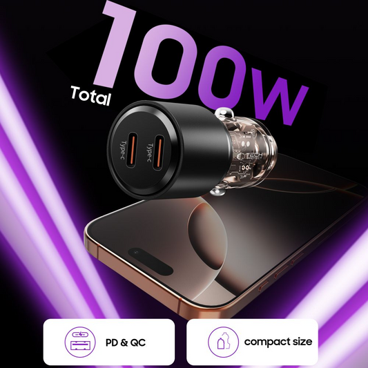 Φορτιστής Αυτοκινήτου Tech-Protect CC03, 100W, 3.25A, 2 x USB-C, Μαύρο