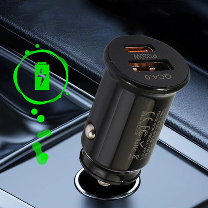 Techsuit C4 MiniFuseX Car Charger, 20W, 3A, 1 x USB-A - 1 x USB-C, Black