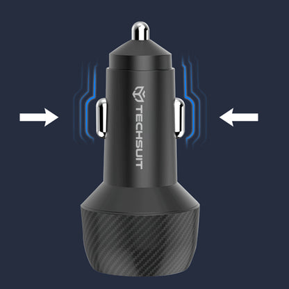 Techsuit C7 CarbonVolt Car Charger, 48W, 3A, 1 x USB-A - 1 x USB-C, Black