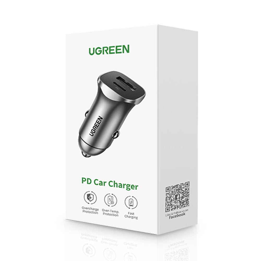 Φορτιστής Αυτοκινήτου UGREEN CD130, 24W, 3A, 1 x USB-A - 1 x USB-C, Γκρι