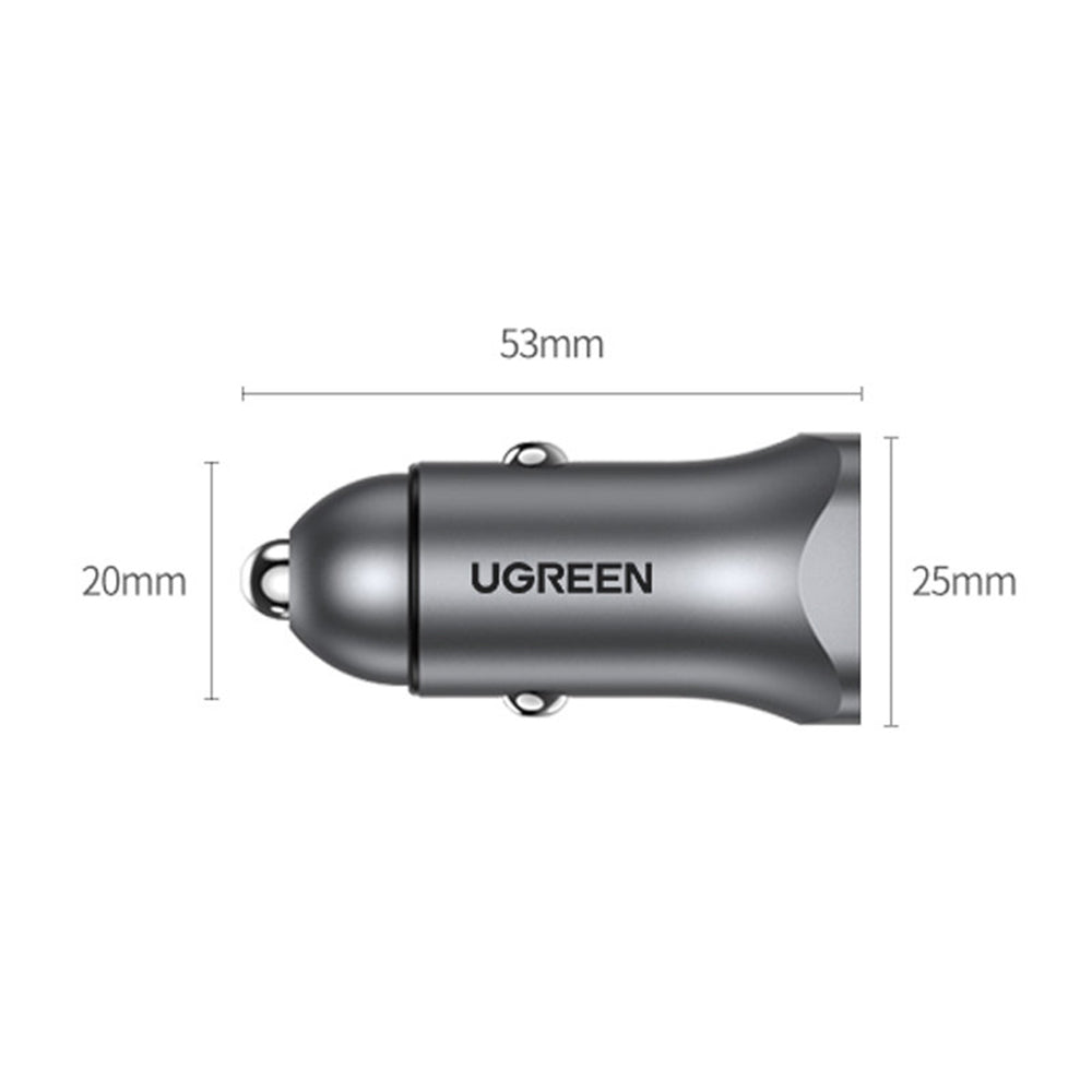 Φορτιστής Αυτοκινήτου UGREEN CD130, 24W, 3A, 1 x USB-A - 1 x USB-C, Γκρι