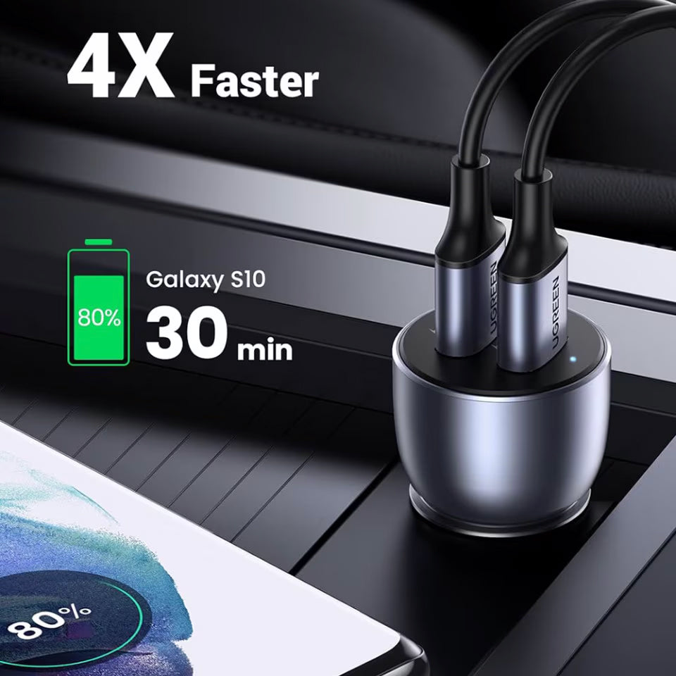 Φορτιστής αυτοκινήτου UGREEN CD213, 36W, 3A, 2 x USB-A, γκρι 