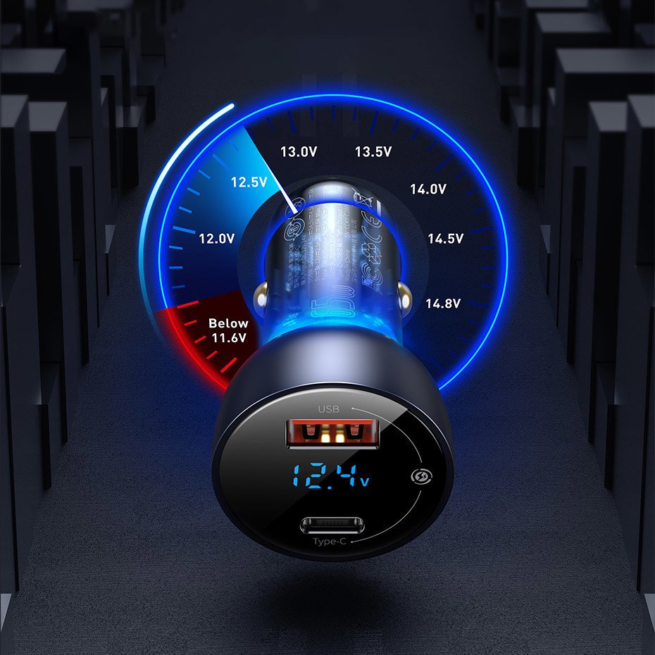 Φορτιστής αυτοκινήτου Baseus, 63W, 5A, 1 x USB-A - 1 x USB-C, ασημί CCKX-C0A CCKX-C0A
