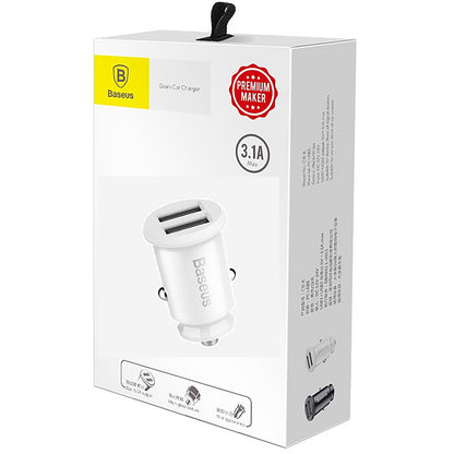 Φορτιστής αυτοκινήτου Baseus Grain, 10.5W, 2.1A, 2 x USB-A, λευκό CCALL-ML02