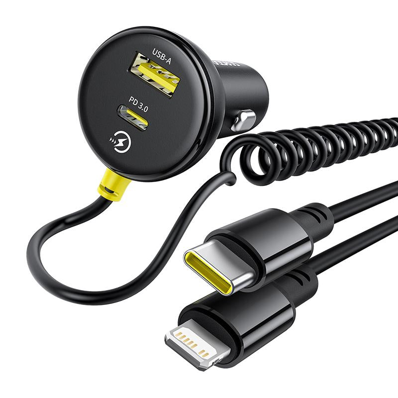 Φορτιστής Αυτοκινήτου με Καλώδιο USB-C / Lightning Baseus Circular, 60W, 3A, 1 x USB-A - 1 x USB-C, Μαύρο C00035902121-00