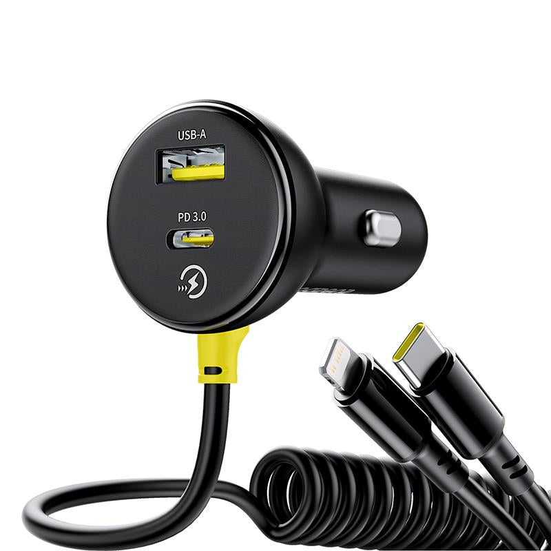 Φορτιστής Αυτοκινήτου με Καλώδιο USB-C / Lightning Baseus Circular, 60W, 3A, 1 x USB-A - 1 x USB-C, Μαύρο C00035902121-00