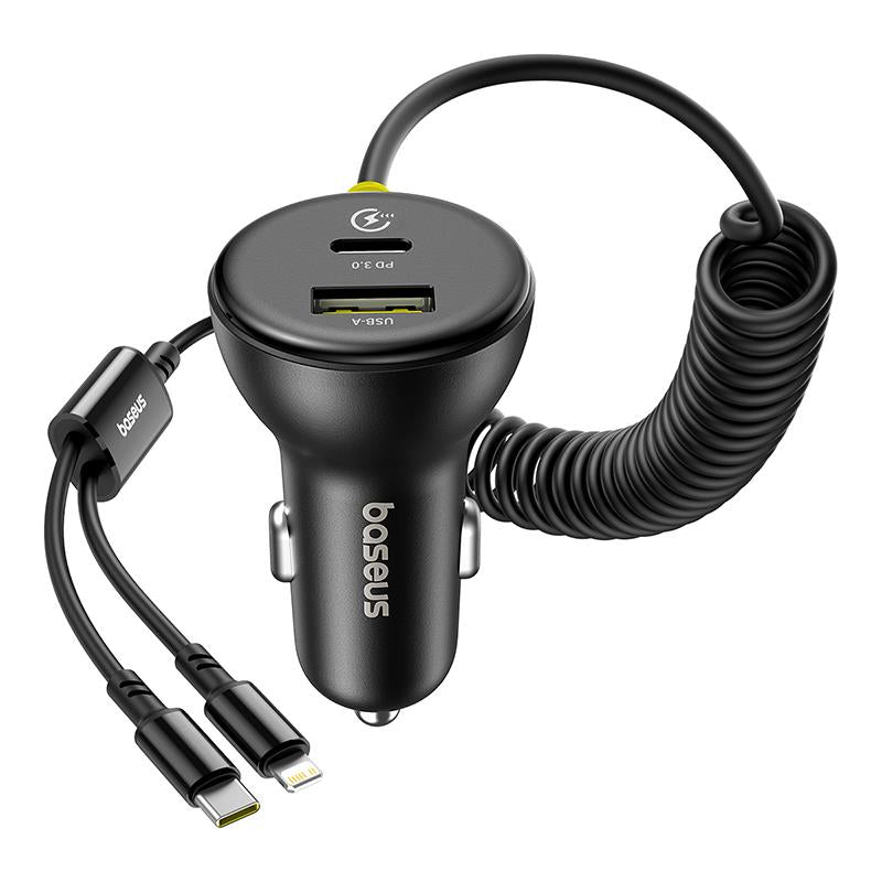 Φορτιστής Αυτοκινήτου με Καλώδιο USB-C / Lightning Baseus Circular, 60W, 3A, 1 x USB-A - 1 x USB-C, Μαύρο C00035902121-00