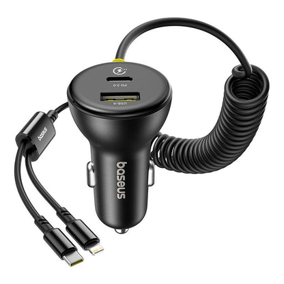Φορτιστής Αυτοκινήτου με Καλώδιο USB-C / Lightning Baseus Circular, 60W, 3A, 1 x USB-A - 1 x USB-C, Μαύρο C00035902121-00