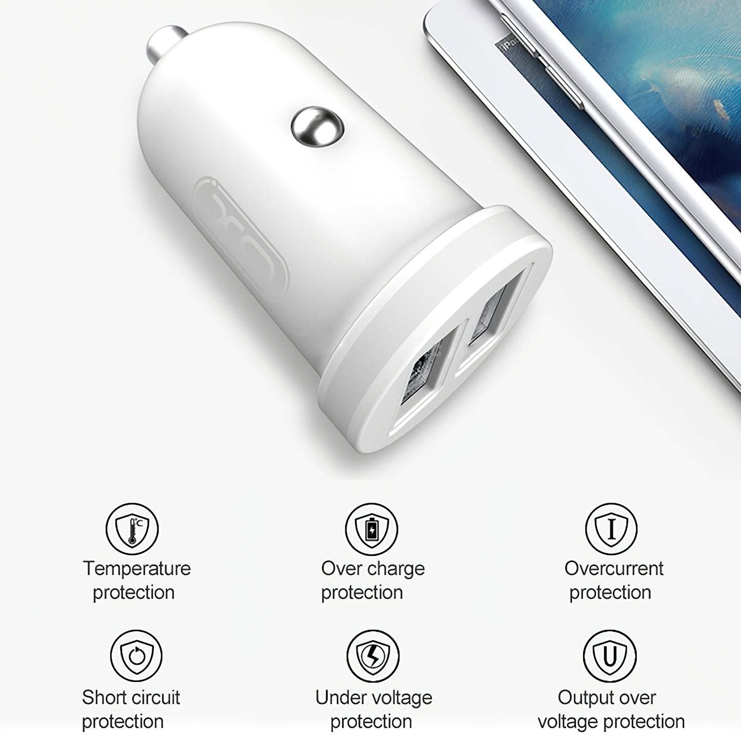 Φορτιστής Αυτοκινήτου XO Design CC-18, 10.5W, 2.1A, 2 x USB-A, Λευκό