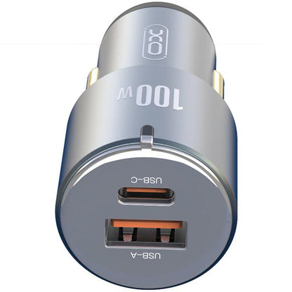 Φορτιστής αυτοκινήτου XO Design CC47, 100W, 3.25A, 1 x USB-A - 1 x USB-C, Γκρι