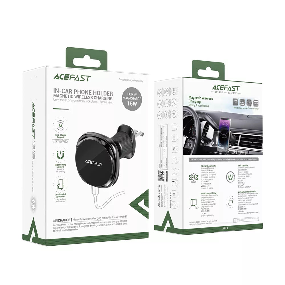 Acefast D31 Wireless Car Charger, 15W, 1.67A, Black