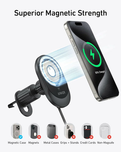 Φορτιστής Αυτοκινήτου Ασύρματος Anker MagGo, 15W, 1.67A, Μαύρο B2932G11