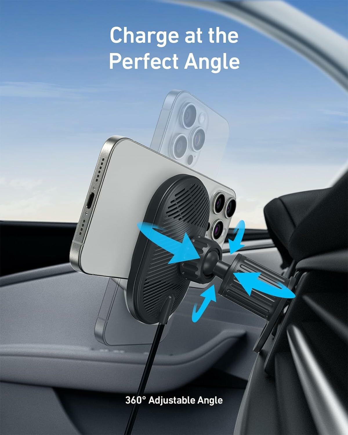 Φορτιστής Αυτοκινήτου Ασύρματος Anker MagGo, 15W, 1.67A, Μαύρο B2932G11