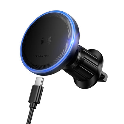 Ασύρματος Φορτιστής Αυτοκινήτου Borofone BH224 Flash, 15W, 1.67A, Μαύρο