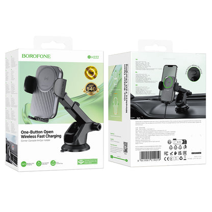 Ασύρματος Φορτιστής Αυτοκινήτου Borofone BH222 Leading, 15W, 1.67A, Μαύρο