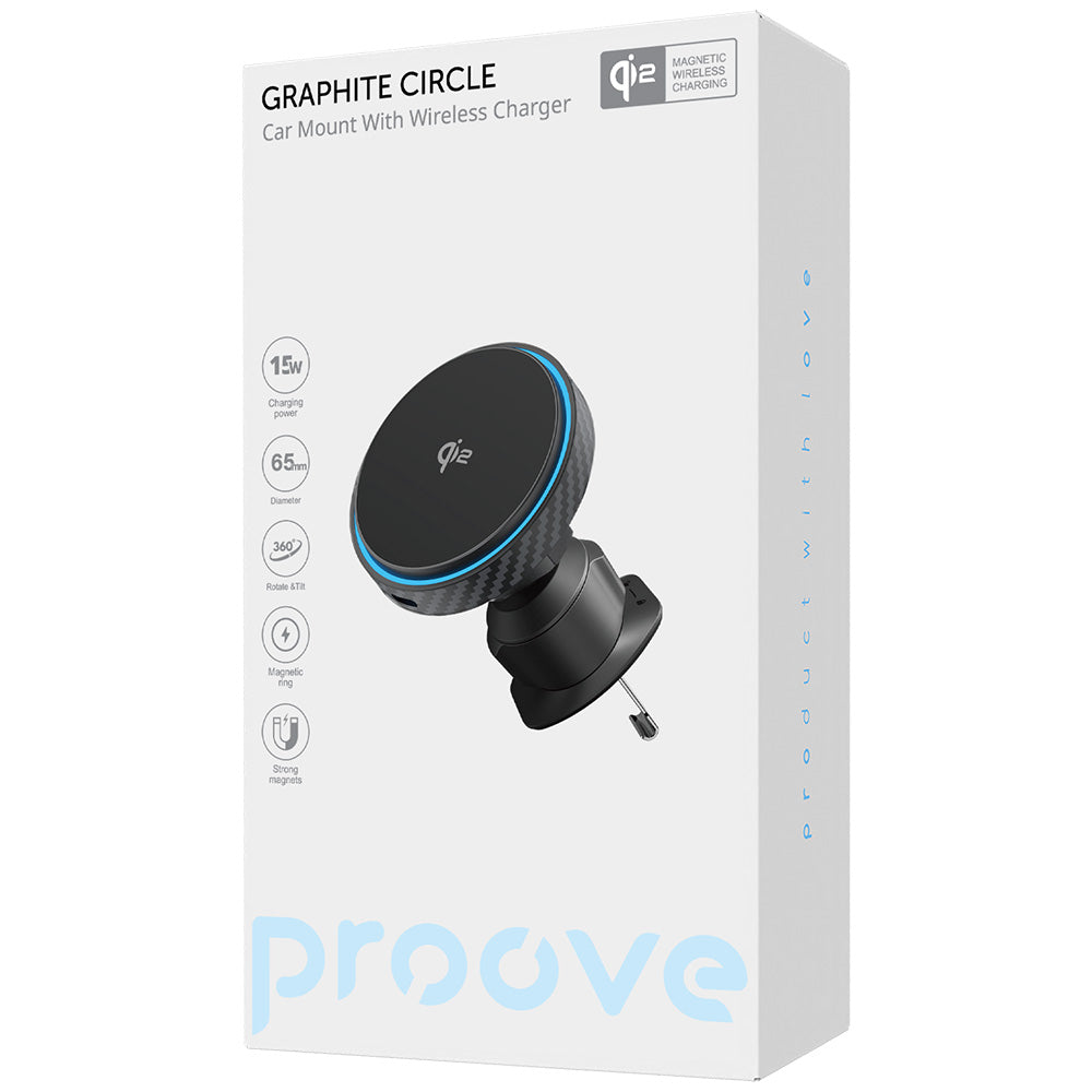 Ασύρματος Φορτιστής Αυτοκινήτου Proove Graphite Circle, 15W, 1.67A, Μαύρο WHGC15010001