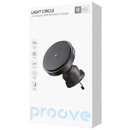 Ασύρματος Φορτιστής Αυτοκινήτου Proove Light Circle, 15W, 1.67A, Μαύρο WHLC15010001
