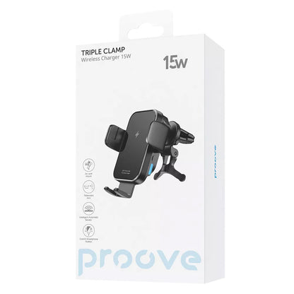 Ασύρματος Φορτιστής Αυτοκινήτου Proove Triple Clamp, 15W, 1.67A, Μαύρο WHTC15010001