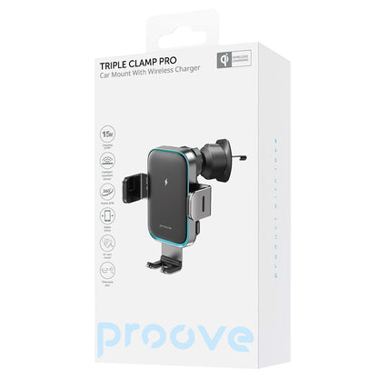 Ασύρματος Φορτιστής Αυτοκινήτου Proove Triple Clamp Pro, 15W, 1.67A, Γκρι WHTP15010004