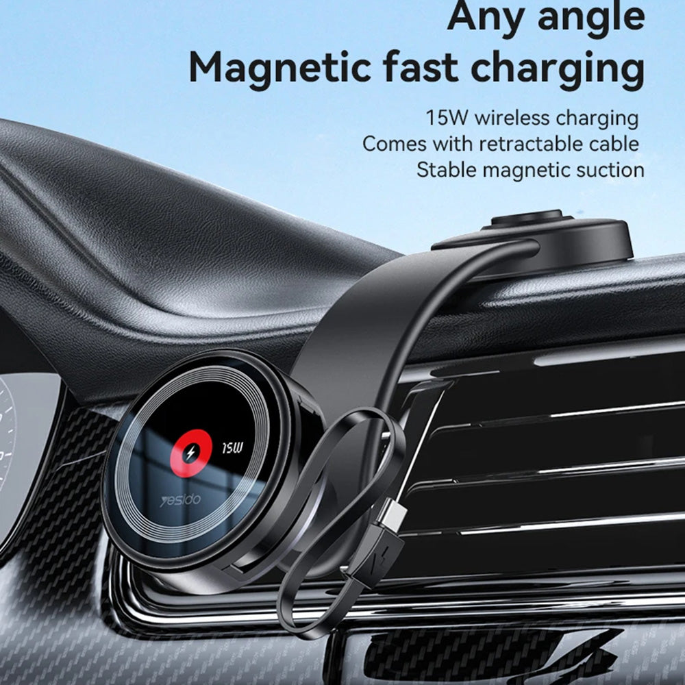 Ασύρματος Φορτιστής Αυτοκινήτου Yesido C314, 15W, 1.67A, Μαύρο