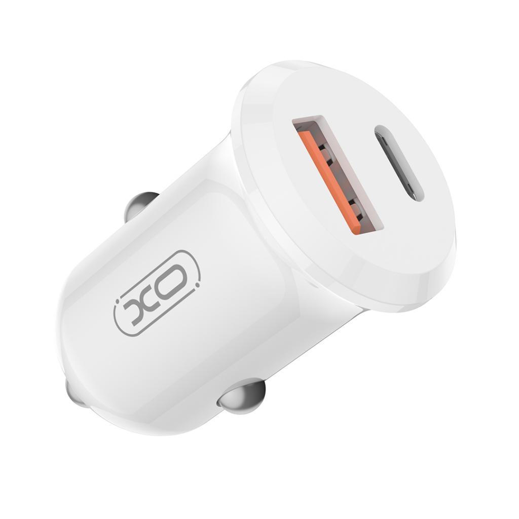 Φορτιστής Αυτοκινήτου XO Design CC69, 30W, 3A, 1 x USB-A - 1 x USB-C, Λευκό