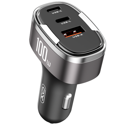 Φορτιστής Αυτοκινήτου XO Design CC61, 100W, 3A, 1 x Lightning - 1 x USB-A - 1 x USB-C, Γκρι