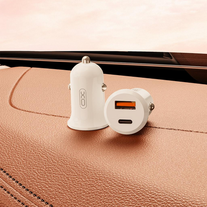 Φορτιστής Αυτοκινήτου XO Design CC69, 30W, 3A, 1 x USB-A - 1 x USB-C, Λευκό