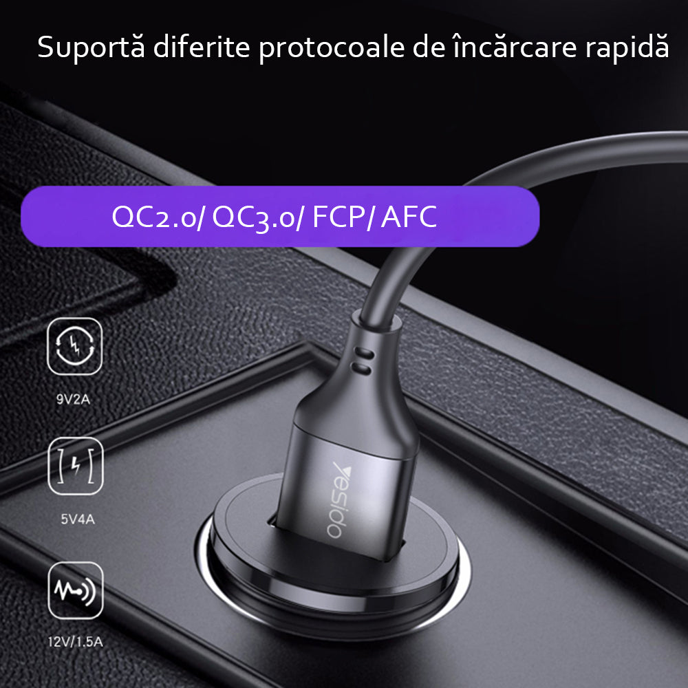 Φορτιστής Αυτοκινήτου Yesido Y38, 18W, 3A, 1 x USB-A, Μαύρο