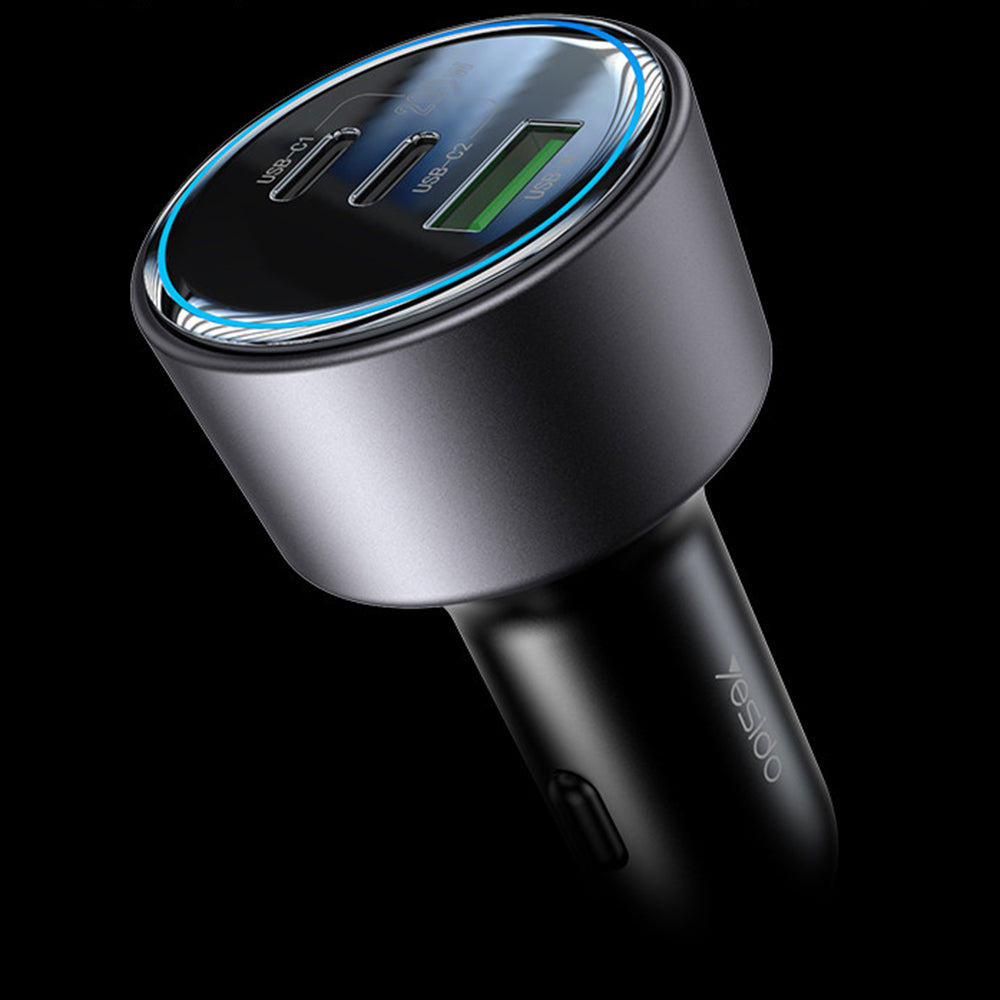 Φορτιστής Αυτοκινήτου Yesido Y59, 200W, 5A, 1 x USB-A - 2 x USB-C, Μαύρο
